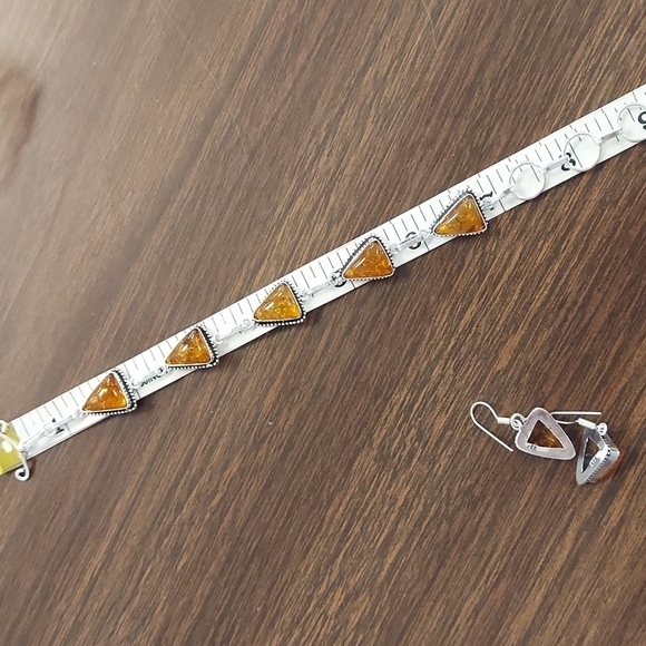 BALTIC Amber Stamped Sterling Silver Necklace Set - Picture 9 of 12